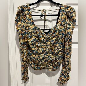 ASTR Floral Ruched Women's Top